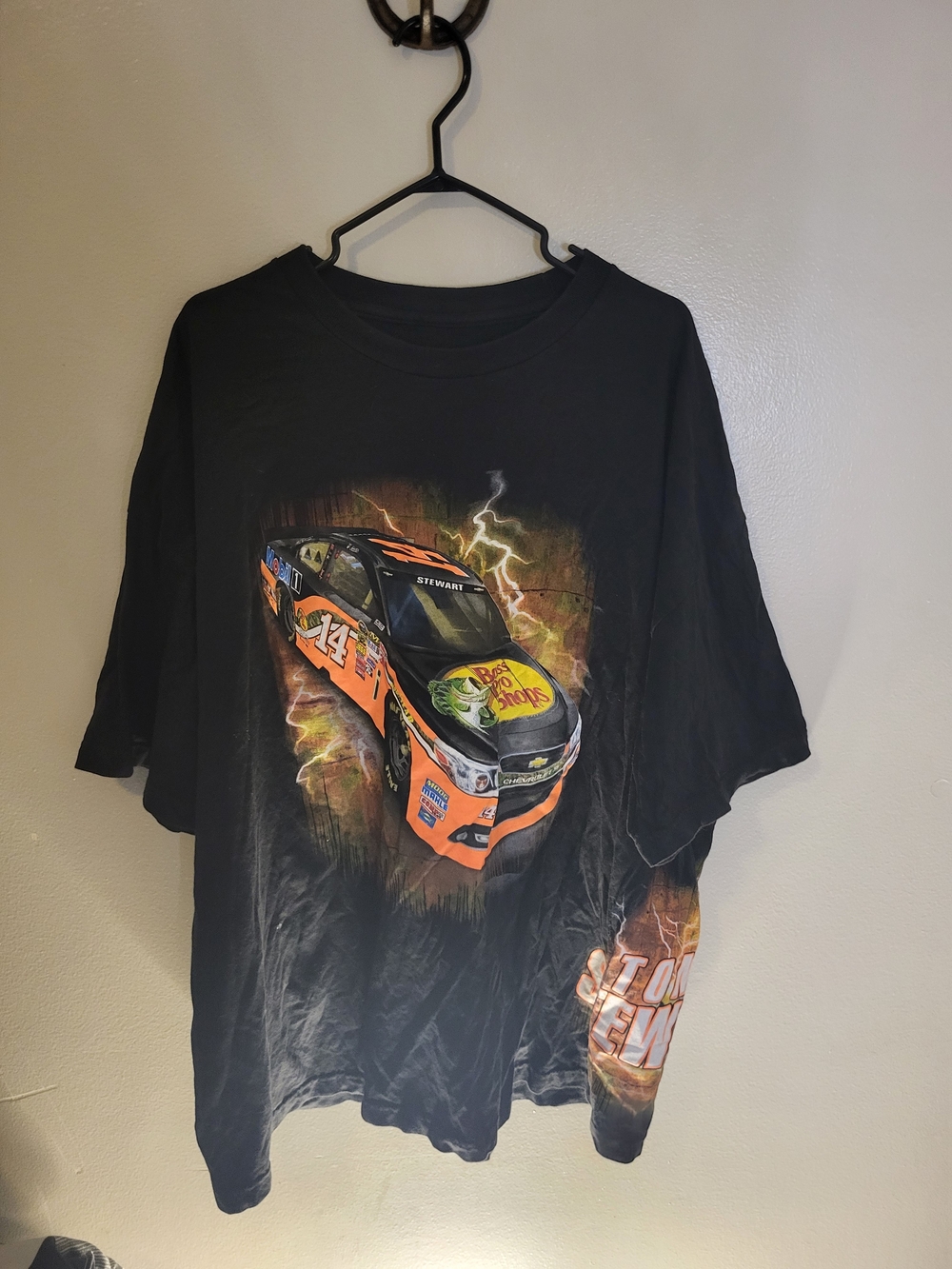 Black Racing Graphic Tee with Orange Car Print